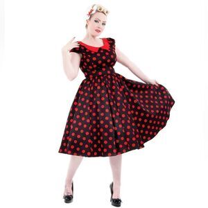 Hearts & Roses “Carla dress in red dot” Retro Dress
